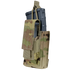 The Condor Single Kangaroo Mag Pouch Gen II in Scorpion OCP securely holds a black rifle magazine with a strap, featuring a camouflage design.