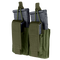 Two Condor Double Kangaroo Mag Pouch Gen II pouches in olive drab, each holding a rifle and a pistol magazine with hook-and-loop flap closures and pull tabs, displayed against a white background.