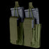 Two Condor Double Kangaroo Mag Pouch Gen II pouches in olive drab, each holding a rifle and a pistol magazine with hook-and-loop flap closures and pull tabs, displayed against a white background.