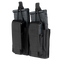 The Condor Double Kangaroo Mag Pouch Gen II is a black nylon pouch with flap closures and vertical retention straps, designed to hold two black rifle magazines.