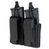 The Condor Double Kangaroo Mag Pouch Gen II is a black nylon pouch with flap closures and vertical retention straps, designed to hold two black rifle magazines.
