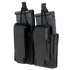 The Condor Double Kangaroo Mag Pouch Gen II is a black nylon pouch with flap closures and vertical retention straps, designed to hold two black rifle magazines.