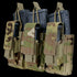 Three Condor Triple Kangaroo Mag Pouch Gen II pouches in Scorpion OCP, each holding a black rifle magazine, are displayed side by side.