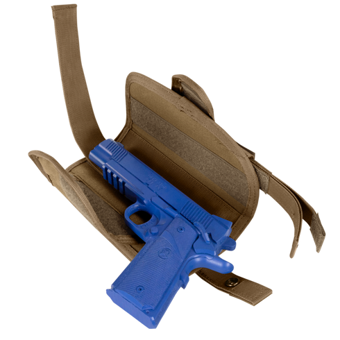 The Condor VT Holster - Left Hand holds a blue gun securely.