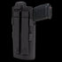 The Condor RDS Holster is a black tactical pistol holster with two vertical belt loops and snap buttons for secure attachment, ideal for law enforcement and first responders.