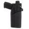 A black handgun in a Condor RDS Holster, made of black nylon, features a retention strap and visible Condor branding on the clip.