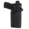 A black handgun in a Condor RDS Holster, made of black nylon, features a retention strap and visible Condor branding on the clip.