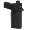 A black handgun in a Condor RDS Holster, made of black nylon, features a retention strap and visible Condor branding on the clip.