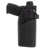 A black handgun in a Condor RDS Holster, made of black nylon, features a retention strap and visible Condor branding on the clip.