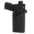 A black handgun in a Condor RDS Holster, made of black nylon, features a retention strap and visible Condor branding on the clip.