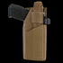 The Condor RDS Holster is a tan fabric holster with velcro strap, shown securing a black handgun from the side—ideal for law enforcement and first responders.