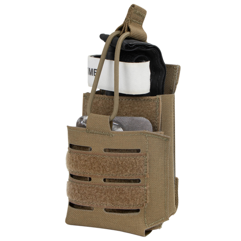 The Condor Narcan Pouch is a tan tactical pouch for attaching to gear or vests, holding Narcan and medical supplies—perfect for military or first responder use.