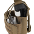 The Condor Narcan Pouch in tan holds a tourniquet, medical shears, and other instruments, with Velcro and strap closures—ideal for military, EDC, or bushcraft use.