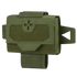 The Condor Micro TK Pouch Gen II in Olive Drab features a flap closure with hook and loop fastener, a flower-shaped front cutout, and is equipped with two side straps plus a bottom strap.