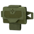 The Condor Micro TK Pouch Gen II in Olive Drab features a flap closure with hook and loop fastener, a flower-shaped front cutout, and is equipped with two side straps plus a bottom strap.
