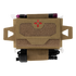 The Condor Micro TK Pouch Gen II is a tan tactical pouch with a hook-and-loop closure, red medical cross, elastic side straps, and partially visible medical supplies at the top and bottom.