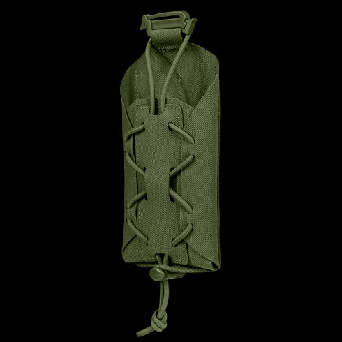 The Condor LACE Phone Pouch in Olive Drab features bungee cord lacing and a top buckle, ideal for carrying small gear or magazines.
