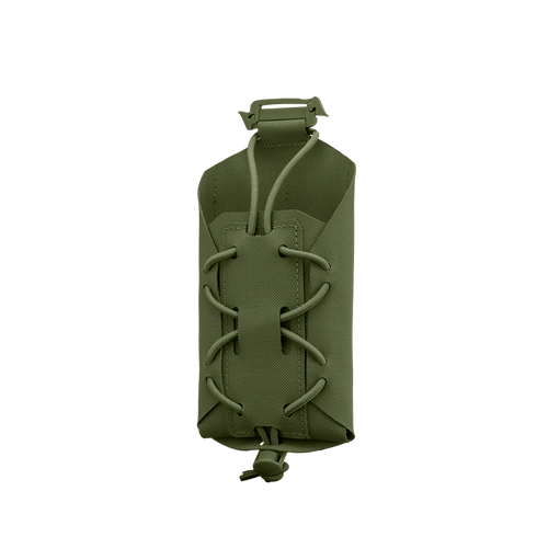 The Condor LACE Phone Pouch in olive green features adjustable bungee cords and a top plastic clip, shown against a plain white background.