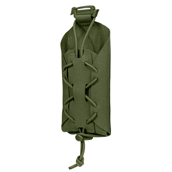 The Condor LACE Phone Pouch in Olive Drab features bungee cord lacing and a top buckle, ideal for carrying small gear or magazines.