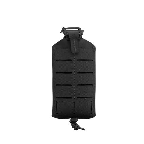 The Condor LACE Phone Pouch, shown on a plain white background, is a black tactical pouch with MOLLE webbing, a top buckle closure, and an adjustable bottom cord.
