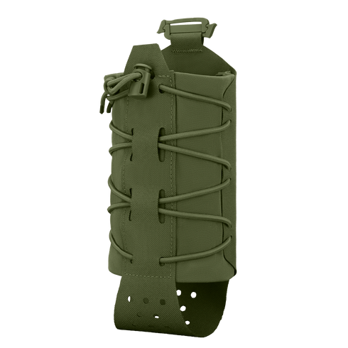 The Condor LACE Everything Pouch in olive green features adjustable bungee cord lacing and a top buckle, ideal for carrying gear or magazines.