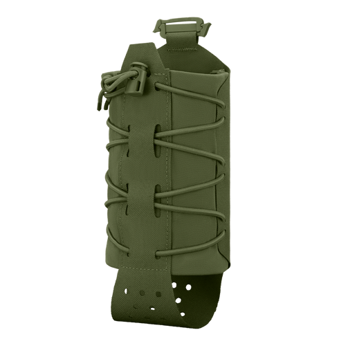 The Condor LACE Everything Pouch in olive green features adjustable bungee cord lacing and a top buckle, ideal for carrying gear or magazines.