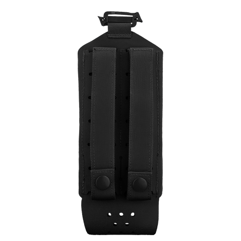 The Condor LACE Everything Pouch is a black fabric pouch featuring two vertical straps and snap buttons on the back, designed for secure attachment to gear or equipment.