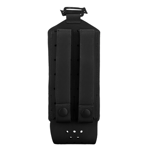 The Condor LACE Everything Pouch is a black fabric pouch featuring two vertical straps and snap buttons on the back, designed for secure attachment to gear or equipment.