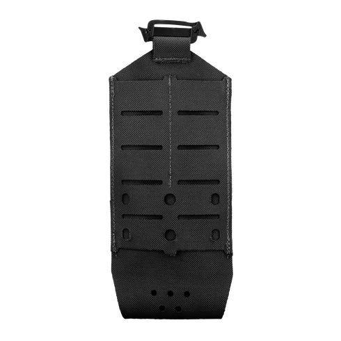 The Condor LACE Everything Pouch features a vertical rectangular shape, black tactical nylon construction, MOLLE webbing on the front, side lacing, and a top buckle.