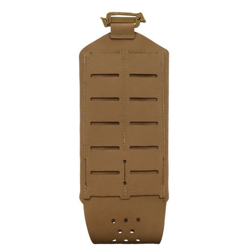 The Condor LACE Everything Pouch is a tan tactical MOLLE panel featuring horizontal slits and a top buckle for secure gear attachment and customizable modular organization.