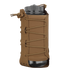 The Condor LACE Everything Pouch, in brown fabric with a lace-up design and snap closure, securely holds a clear water bottle with a grey lid.
