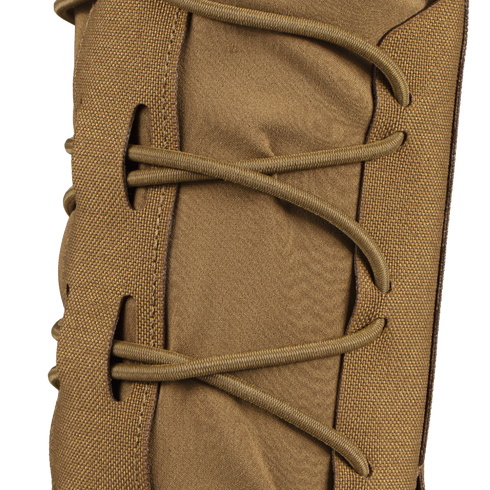 Close-up of the Condor LACE Everything Pouch in tan fabric, featuring sturdy brown laces threaded through reinforced side eyelets.