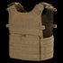 The Condor Gunner Plate Carrier in tan features adjustable shoulder straps, MOLLE webbing, and a front pocket—ideal for military or EDC use—shown on a plain background.