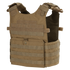 The Condor Gunner Plate Carrier in tan features adjustable shoulder straps, MOLLE webbing, and a front pocket—ideal for military or EDC use—shown on a plain background.