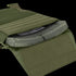 Close-up of the Condor Sentry Plate Carrier in olive green, showing an armor plate partially inserted into its Velcro-secured compartment.