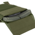 Close-up of the Condor Sentry Plate Carrier in olive green, showing an armor plate partially inserted into its Velcro-secured compartment.
