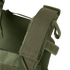 Close-up of the Condor Sentry Plate Carriers olive green shoulder strap, featuring reinforced stitching, mesh lining, and adjustable Velcro fasteners.