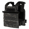 The Condor Sentry Plate Carrier in MultiCam Black features adjustable straps, front MOLLE webbing, and a side-release waist buckle for secure fit and utility.