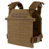 The Condor Sentry Plate Carrier is a brown tactical vest with MOLLE webbing, adjustable shoulder straps, and side buckles for carrying ballistic plates—ideal for military use or the shooting range.