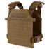 The Condor Sentry Plate Carrier is a brown tactical vest with MOLLE webbing, adjustable shoulder straps, and side buckles for carrying ballistic plates—ideal for military use or the shooting range.