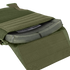 Close-up of the Condor LCS Sentry Plate Carrier in olive green, showing an open pocket with a visible ballistic plate and Velcro flaps.