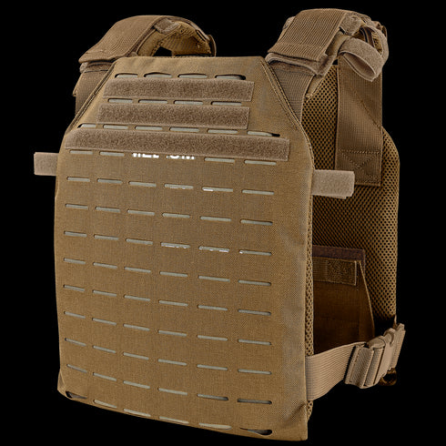 The Condor LCS Sentry Plate Carrier features adjustable shoulder straps, laser-cut MOLLE slots, and mesh interior padding—perfect for military and law enforcement use.