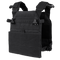 The Condor Vanquish Plate Carrier in black features adjustable shoulder and side straps for a secure fit and a modular design for customizable attachments, shown against a white background.