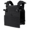 The Condor Vanquish Plate Carrier in black features adjustable shoulder and side straps for a secure fit and a modular design for customizable attachments, shown against a white background.