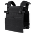 The Condor Vanquish Plate Carrier in black features adjustable shoulder and side straps for a secure fit and a modular design for customizable attachments, shown against a white background.