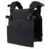 The Condor Vanquish Plate Carrier in black features adjustable shoulder and side straps for a secure fit and a modular design for customizable attachments, shown against a white background.