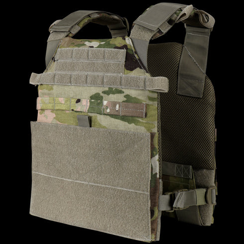 A close-up of the Condor Vanquish Plate Carrier in Scorpion OCP.