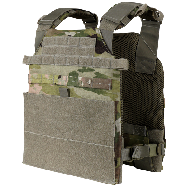 A close-up of the Condor Vanquish Plate Carrier in Scorpion OCP.