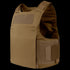 The Condor LCS Vanquish LT Plate Carrier is a tan tactical vest with adjustable shoulder straps and side panels, designed for military use, shown against a plain background.