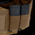 Two black rifle magazines are secured in tan fabric pouches on the Condor LCS Vanquish LT Plate Carrier, a tactical vest designed for law enforcement and tactical use.